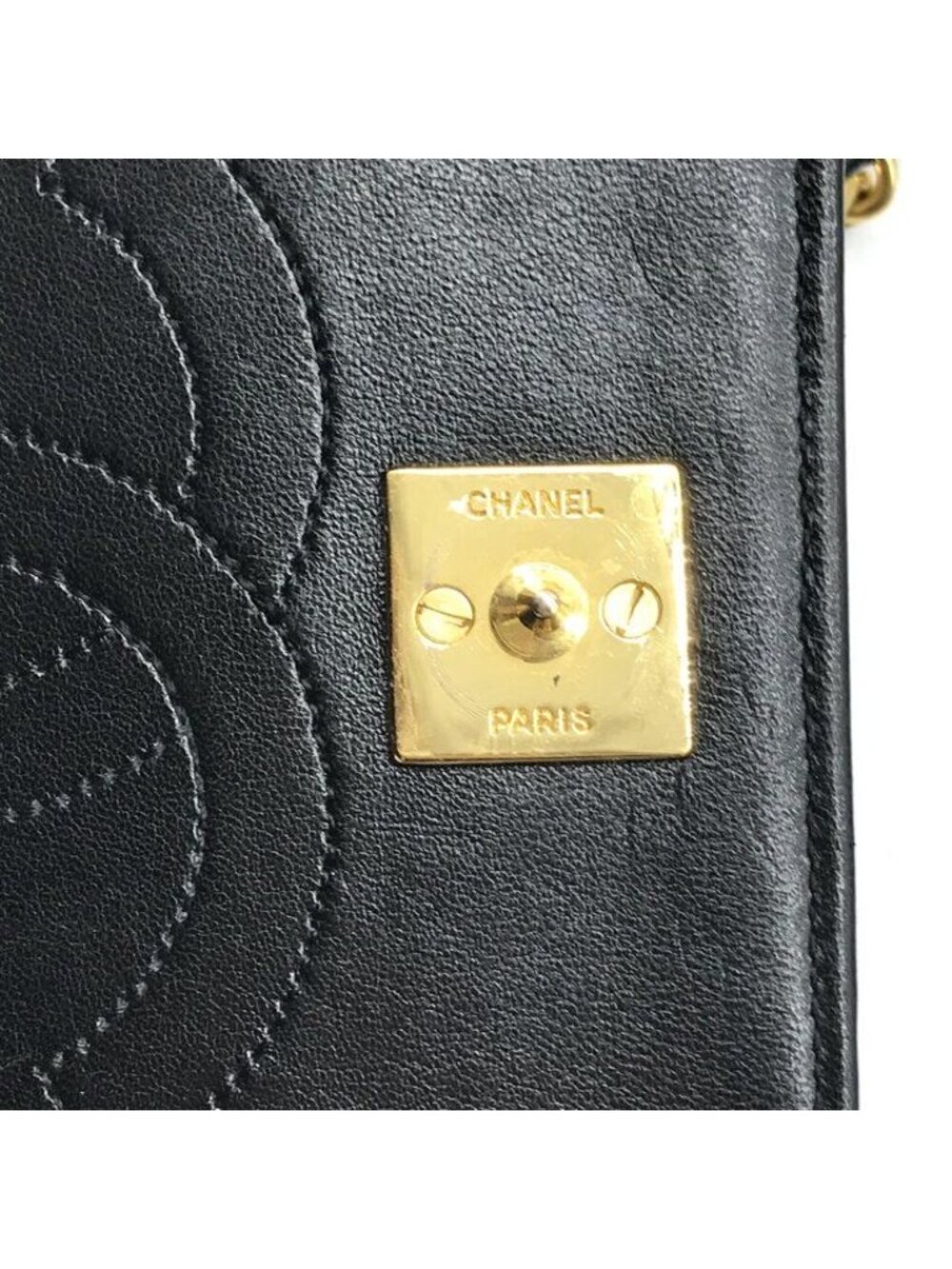 Chanel CC Logo Mini Quilted Push Lock Leather Chain Shoulder Bag Black - Picture 9 of 10